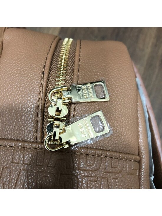 Steve Madden Backpack Faux Leather Nutshell BTAMPA LOGO Web Brown NWT main image 8